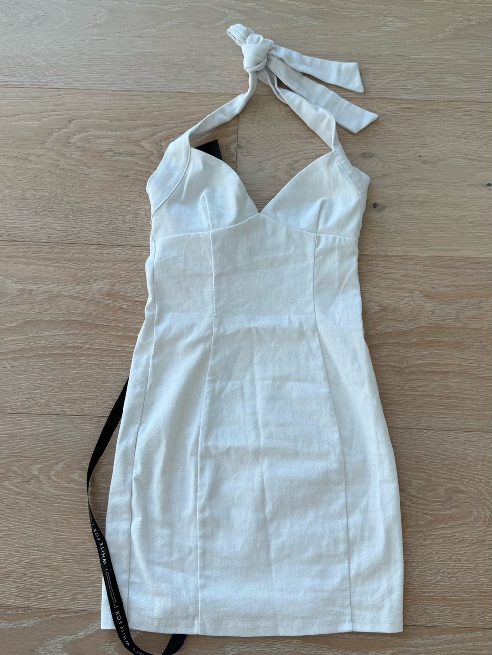 White Fox More like that Mini Dress White halter Dress linen - Elegant Summer